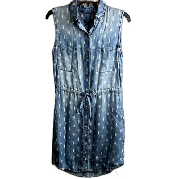 Max Jeans NWT Tencel Sleeveless Denim Dress Diamond Pattern Size Small - Picture 1 of 9